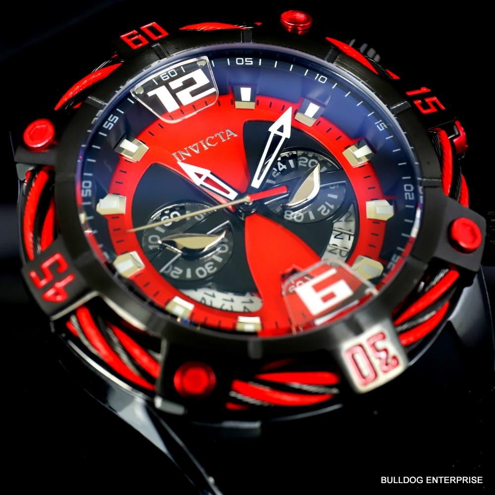 Invicta Bolt Marvel Deadpool Chronograph Red Black Rubber Limited 52mm Watch New