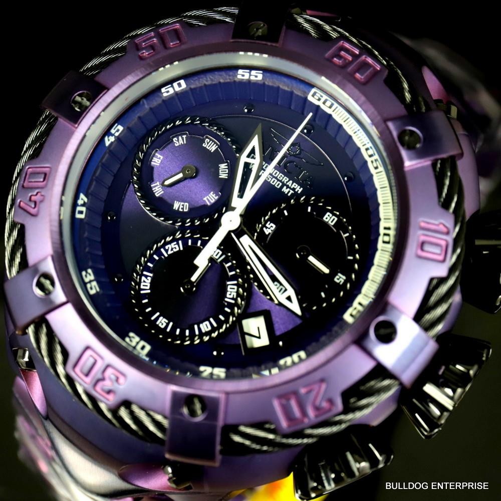 Invicta Thunderbolt Purple Stainless Steel 52mm Swiss Mvt Chronograph Watch New