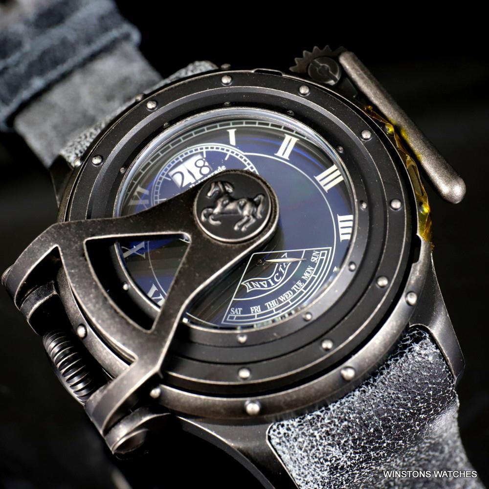 Invicta Vintage Chatham & Dover Swiss Mvt Black MOP Gray Leather 52mm Watch New