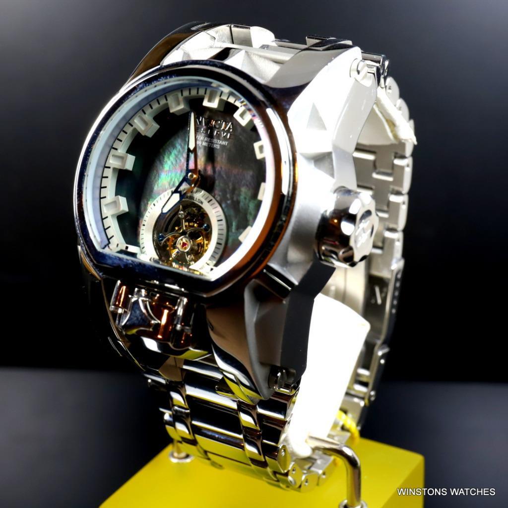 Invicta Reserve Magnum Bolt Zeus Tourbillon Black MOP Steel 52mm Watch New