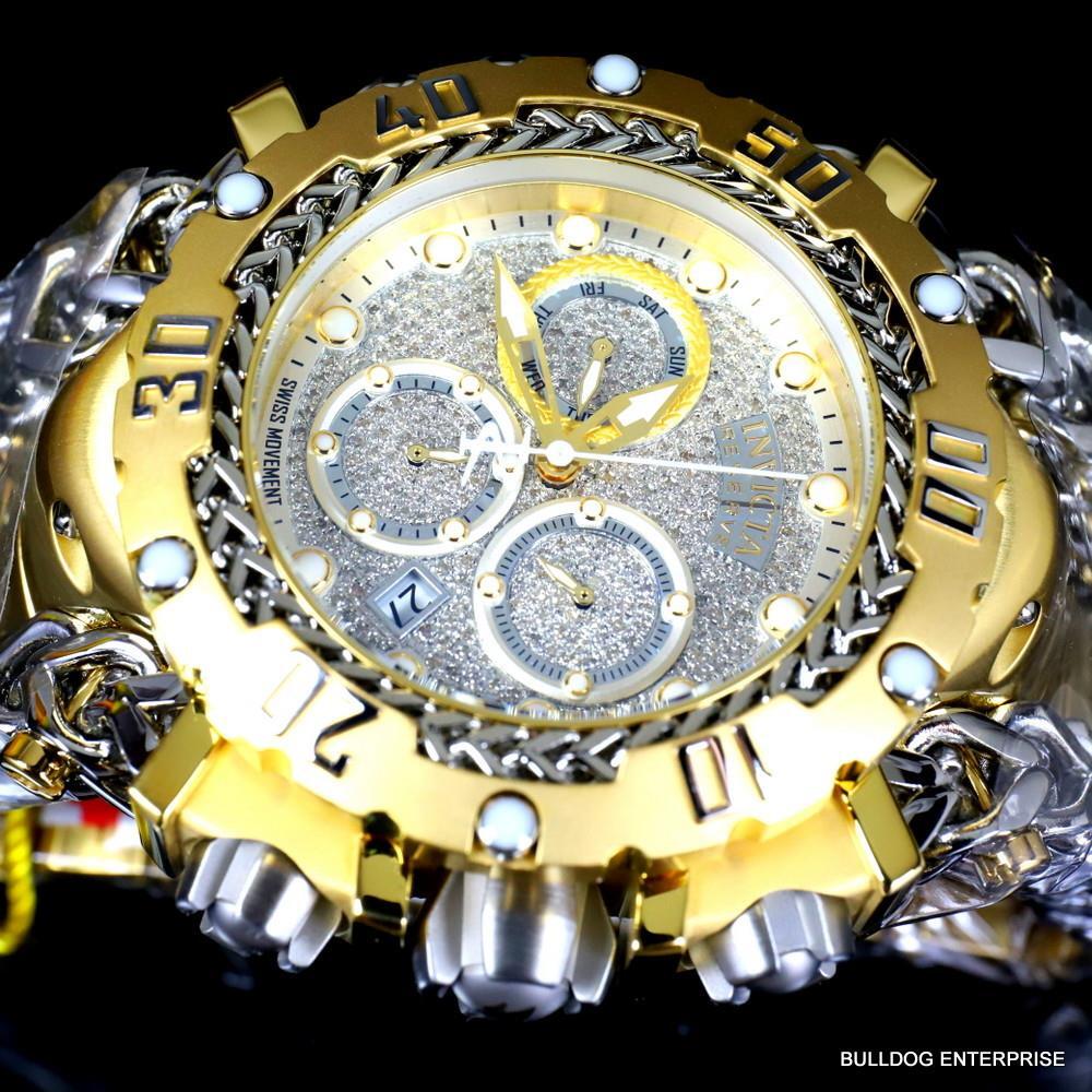 Invicta Reserve Gladiator 1.17CTW Diamond Gold Plated Steel Swiss 61mm Watch New