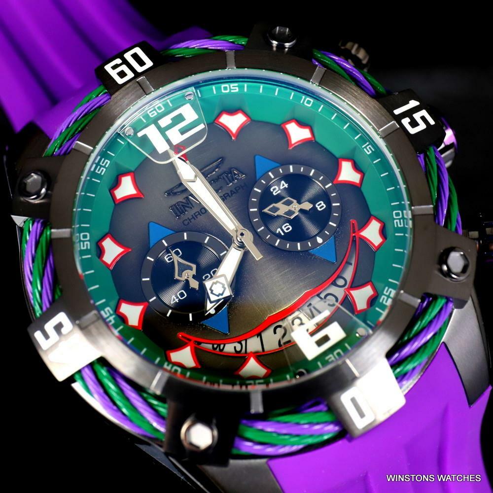 Invicta DC Comics Joker Bolt Limited Edition 50mm Purple Chronograph Watch New