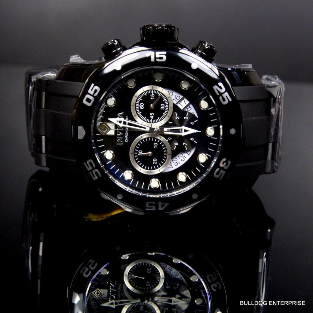 Invicta Pro Diver Scuba Black Chronograph Rubber Black Combat Watch New