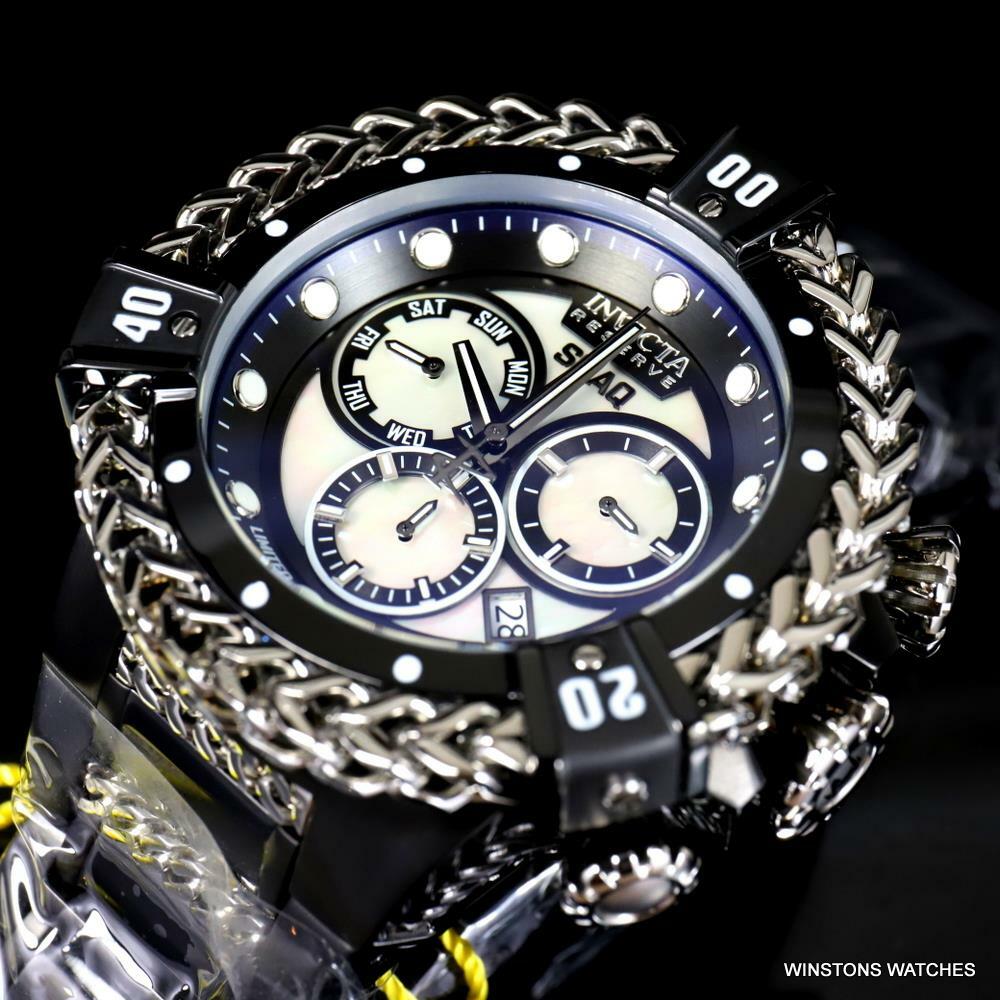 Invicta Reserve Shaq Hercules White MOP Black Steel Swiss Mvt Watch 56mm New