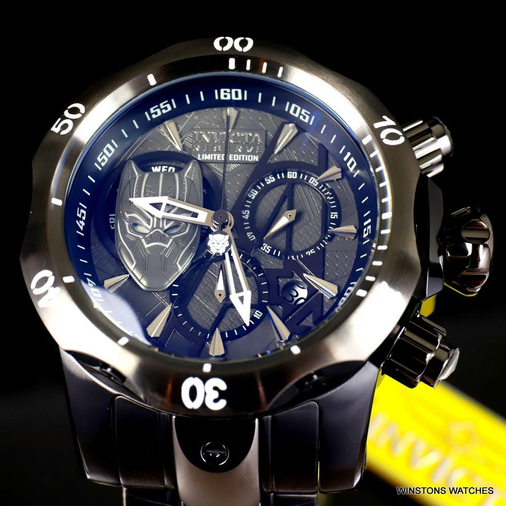 Invicta Marvel Black Panther Reserve Venom 52mm Steel Swiss Mvt Chrono Watch New