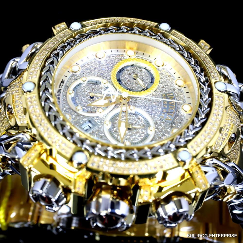 Invicta Reserve Gladiator 2.92CTW Diamond 2 Tone Gold Plate Swiss 61mm Watch New