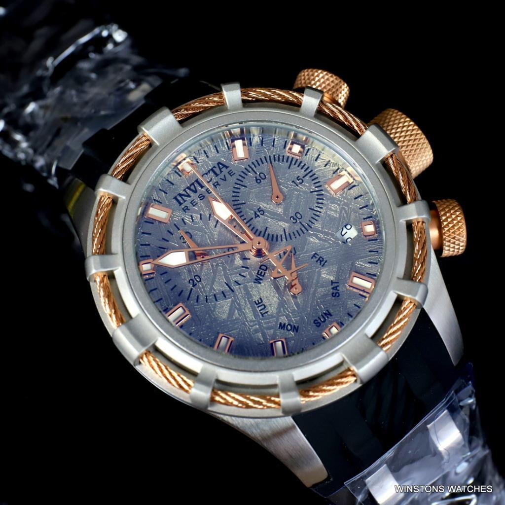 Invicta Reserve Bolt Muonionalusta Meteorite 40mm Gold Tone Swiss Mvt Watch New