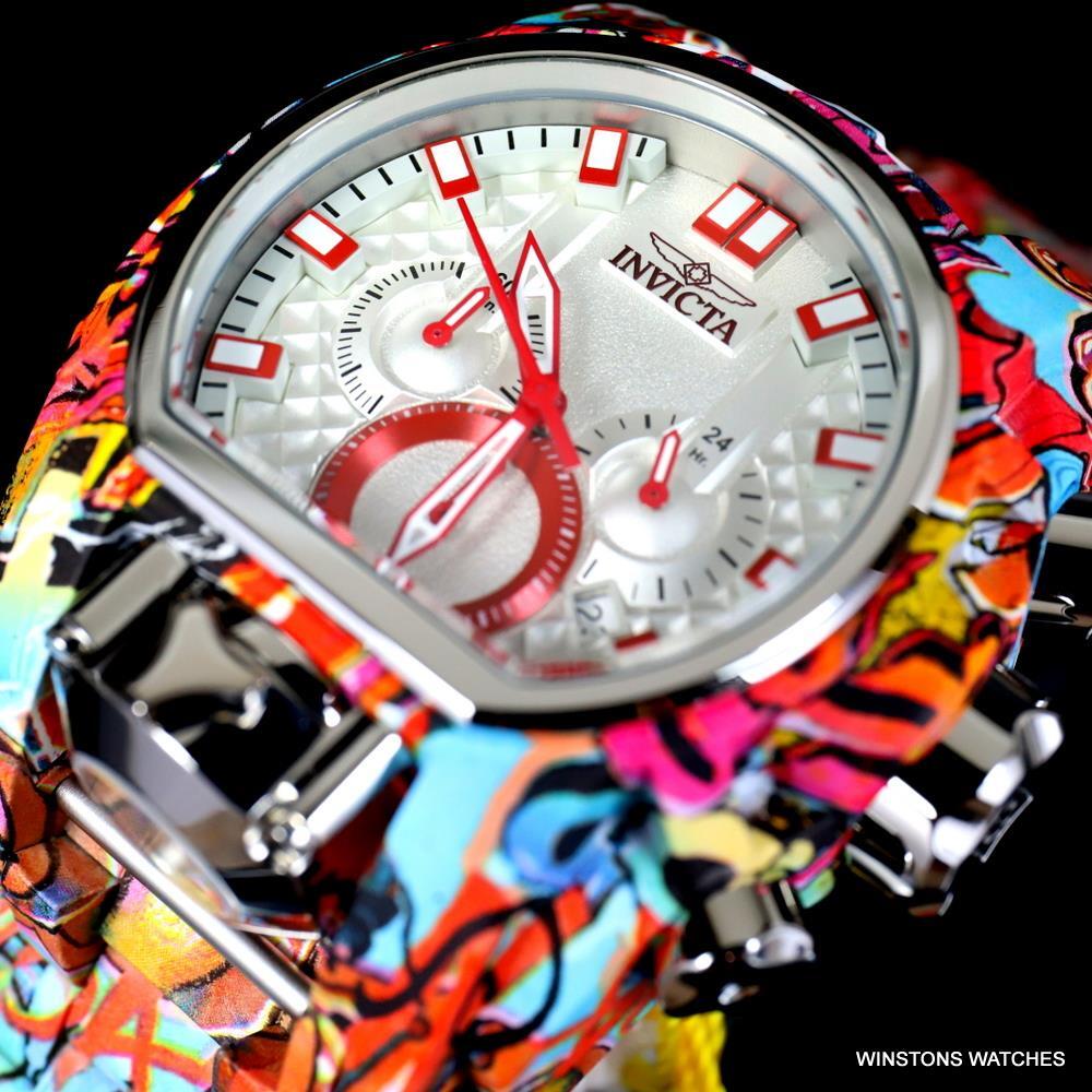 Invicta Reserve Bolt Zeus Magnum Graffiti Steel Red Swiss Mvt Watch 52mm New