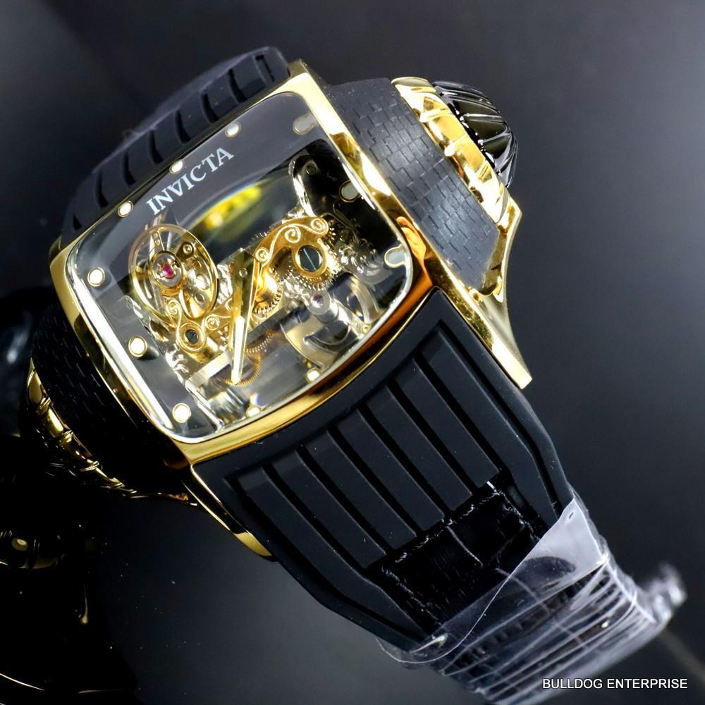 Invicta Vintage Ghost Bridge Automatic Clear Skeletonized Gold 68mm Watch New