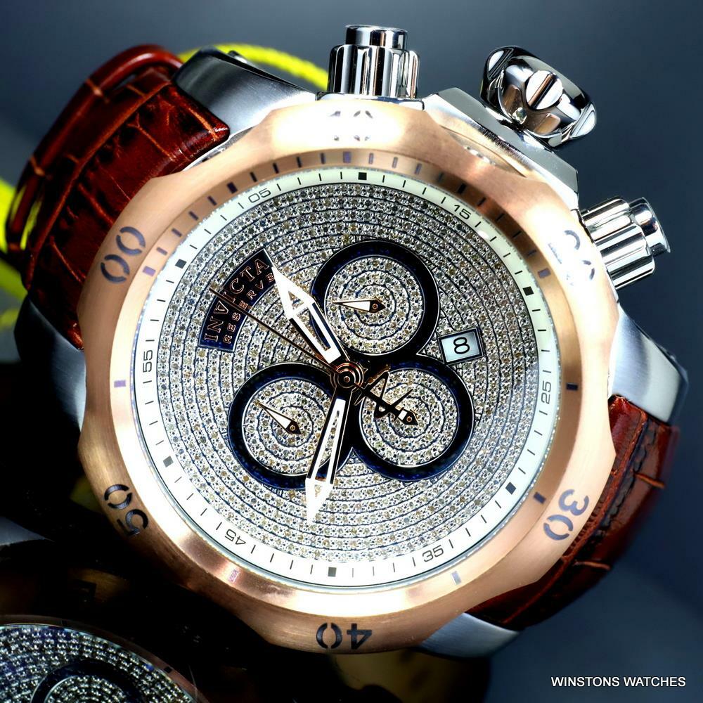 Invicta Reserve Venom Elegant 2.13 CTW Diamond Swiss Mvt Leather 52mm Watch New