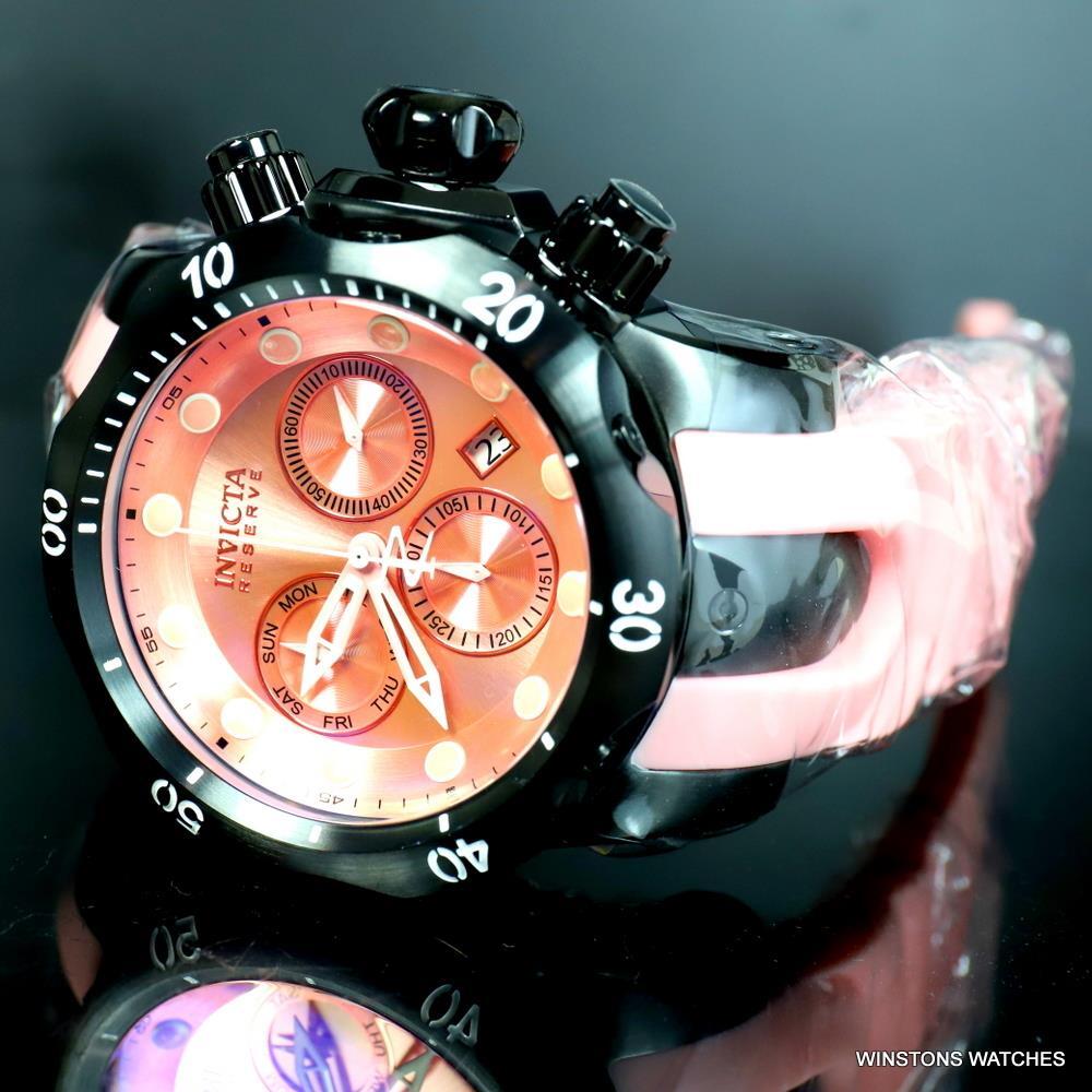 Invicta Reserve Venom Pink Silicone Black Swiss Mvt Chronograph 52mm Watch New