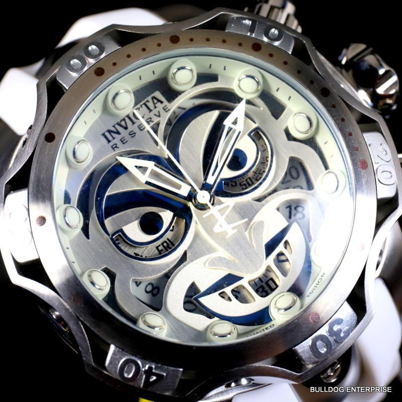 Invicta Reserve Venom DC Comics Joker White Silver-Tone 52mm Swiss Mvt Watch New
