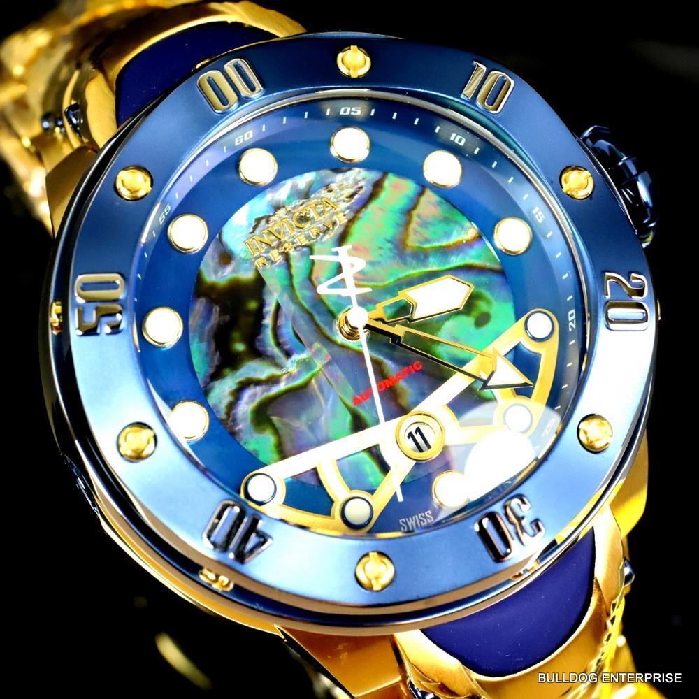 Invicta Reserve Kraken Swiss R150 Automatic Abalone Gold Plated Watch 52mm New