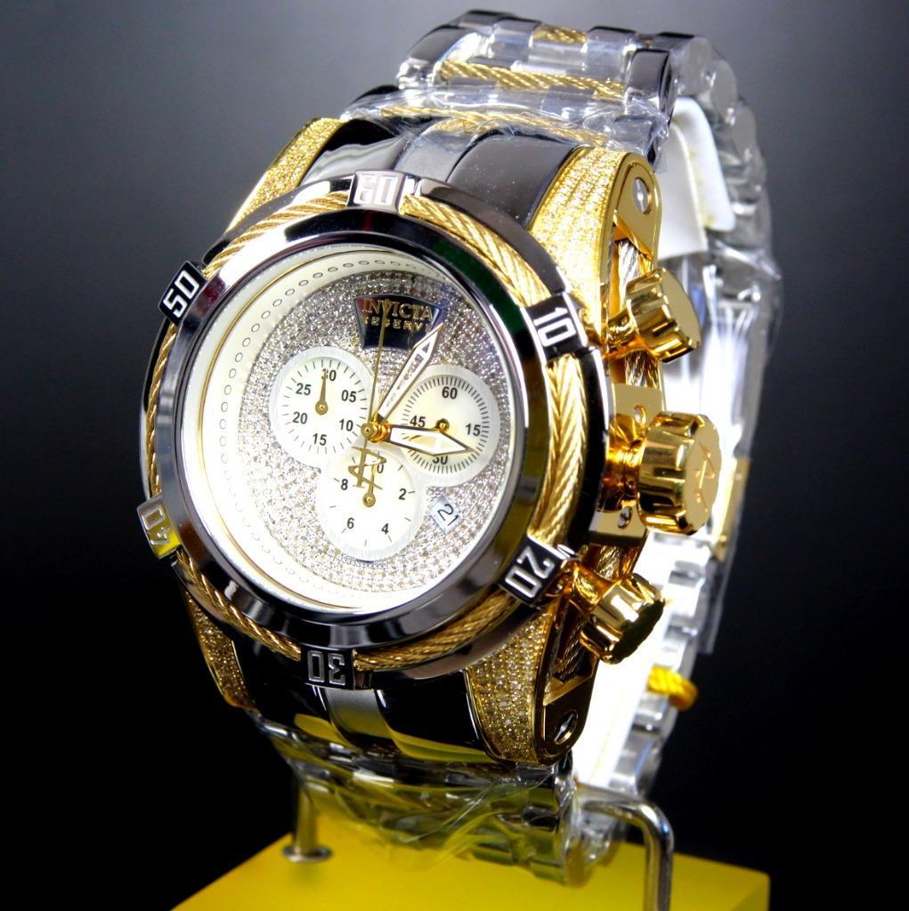 Invicta Reserve Bolt Zeus 1.95 CTW Diamonds High Polish Gold 2 Tone Watch New