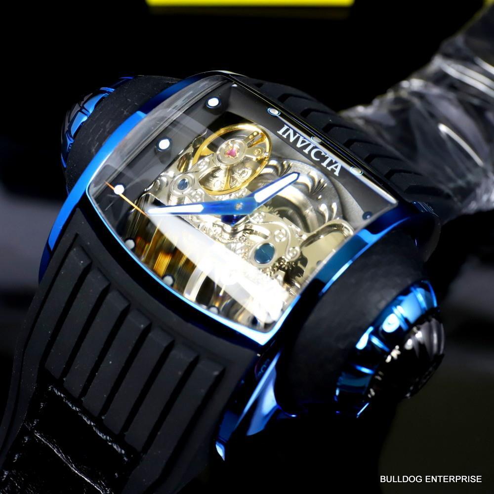 Invicta Vintage Ghost Bridge Automatic Skeletonized Blue Clear 68mm Watch New