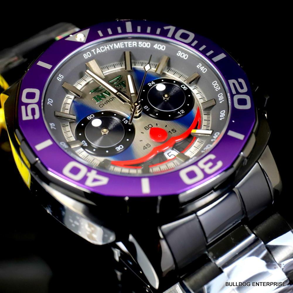 Invicta DC Comics Joker Purple Black Steel Chronograph Limited Ed Watch 52mm New