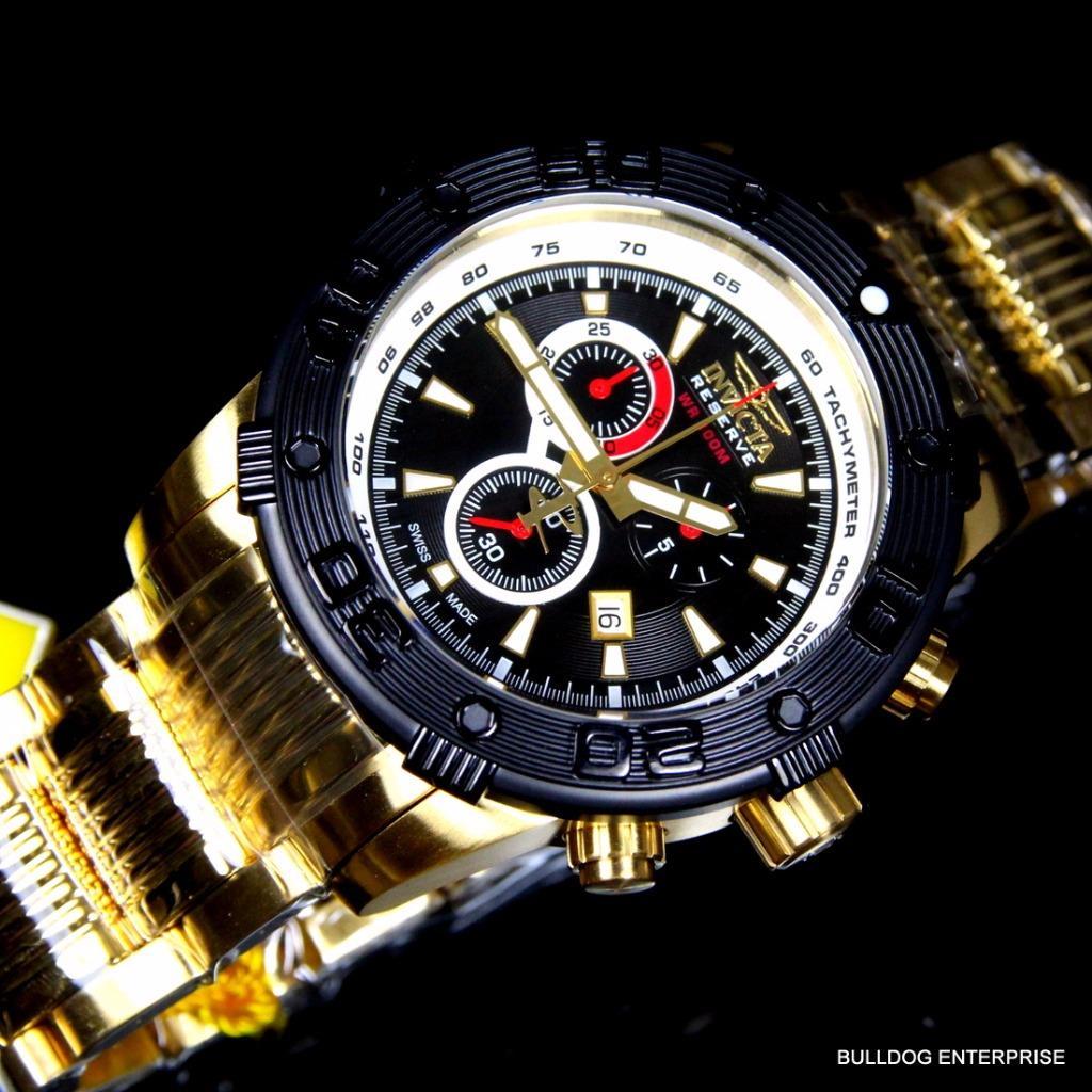 Invicta Reserve Ocean Speedway Gen II Swiss Gold Plated Steel Black Watch New