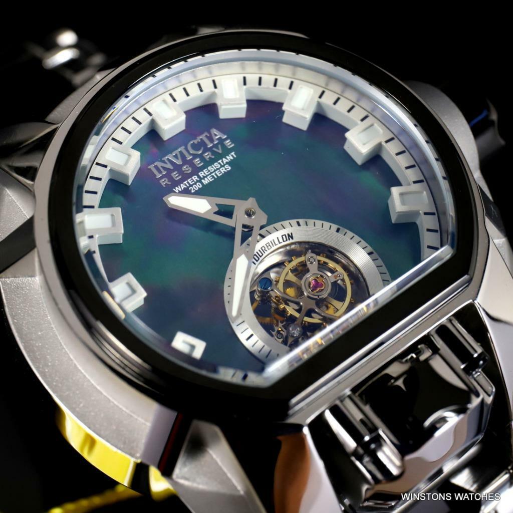 Invicta Reserve Magnum Bolt Zeus Tourbillon Black MOP Steel 52mm Watch New