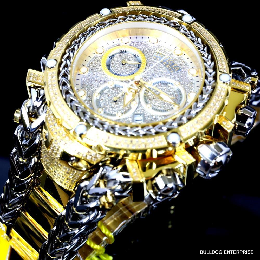 Invicta Reserve Gladiator 2.92CTW Diamond 2 Tone Gold Plate Swiss 61mm Watch New