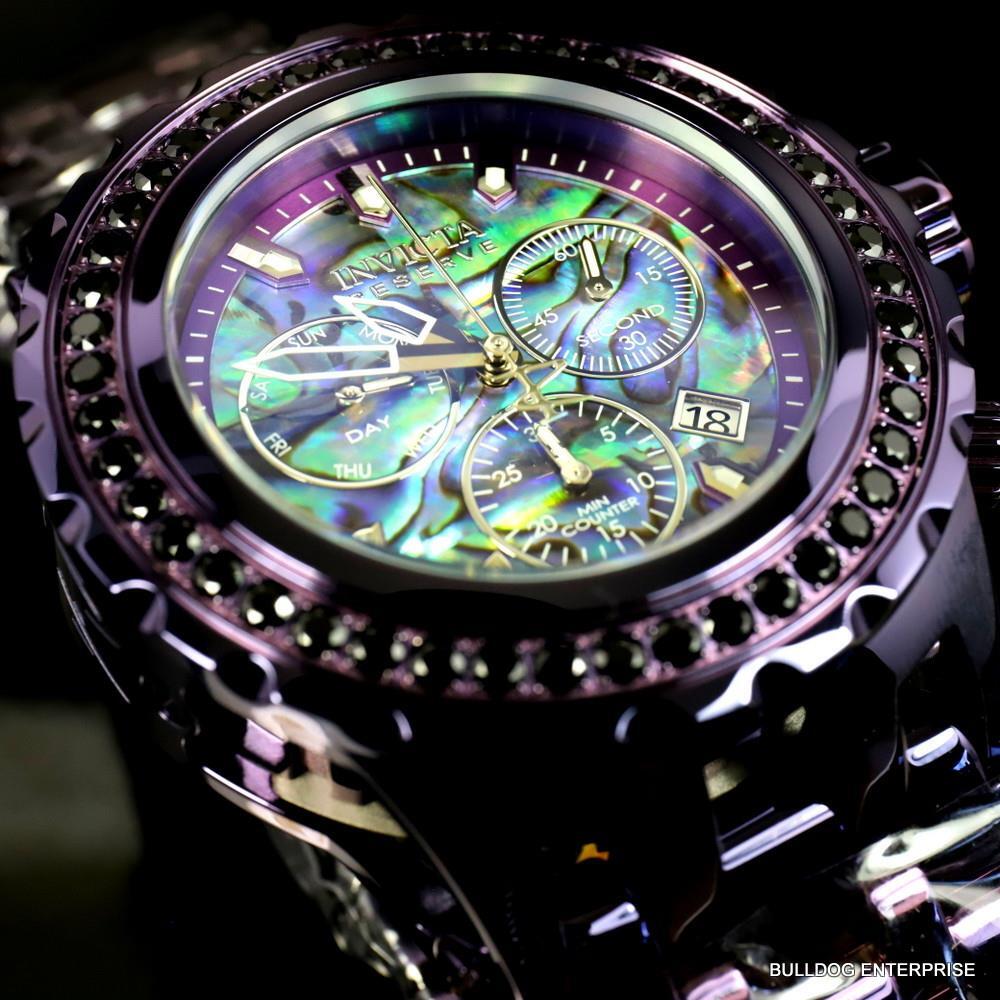 Invicta Reserve Subaqua Specialty 4.14 CTW Black Spinel Abalone Purple Watch New