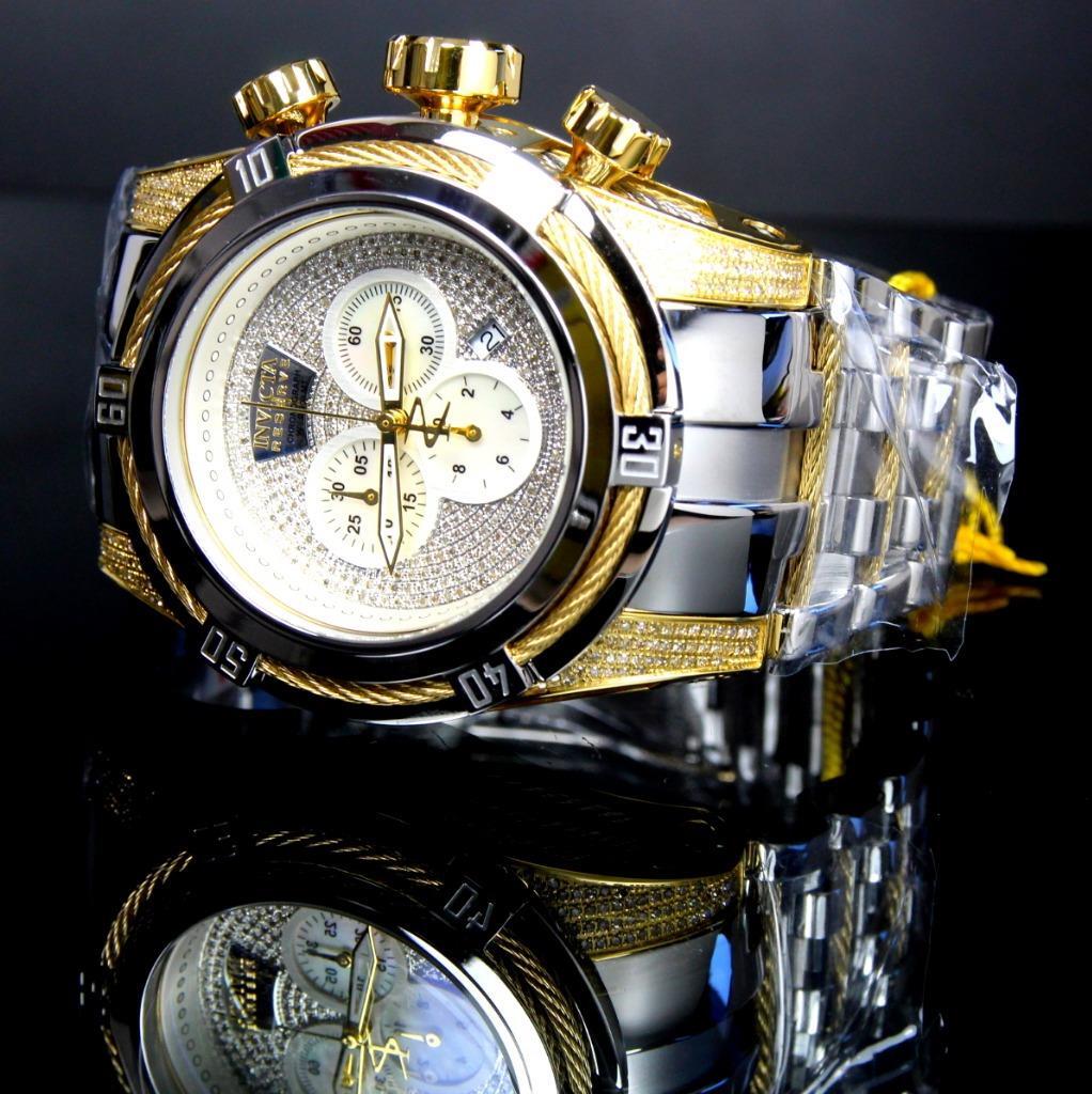 Invicta Reserve Bolt Zeus 1.95 CTW Diamonds High Polish Gold 2 Tone Watch New