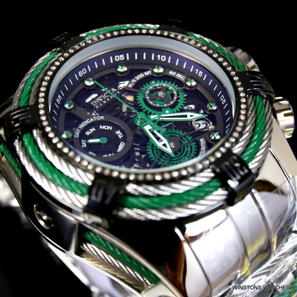 Invicta Reserve Bolt .33CTW Diamonds Steel Chronograph Swiss Mvt 52mm Watch New