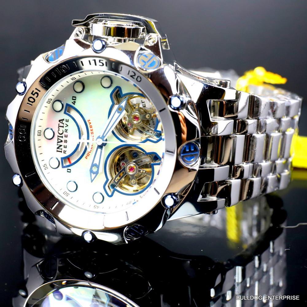 Invicta Reserve Venom Fusion Double Open Heart Automatic Steel MOP Watch New