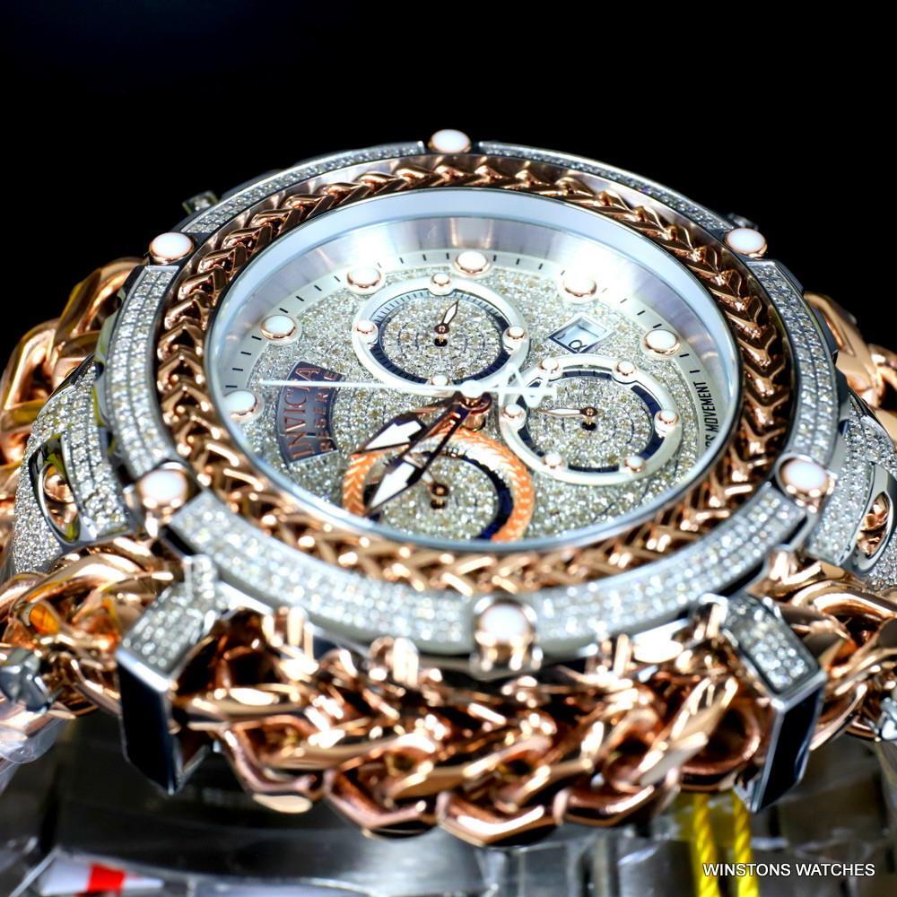 Invicta Reserve Gladiator 2.92CTW Diamond 2 Tone Rose Swiss Steel 61mm Watch New
