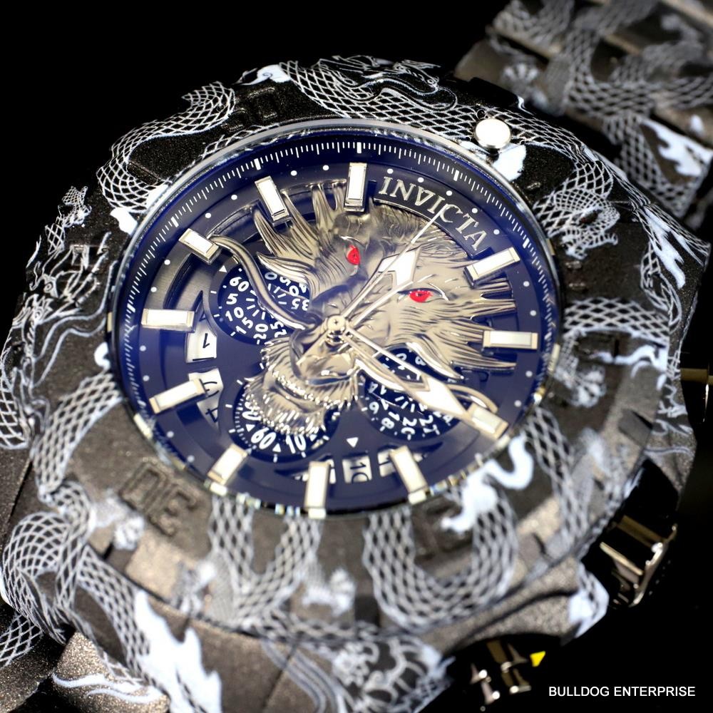 Invicta Pro Diver Dragon Hydroplated Steel 52mm Gray Black Chronograph Watch New