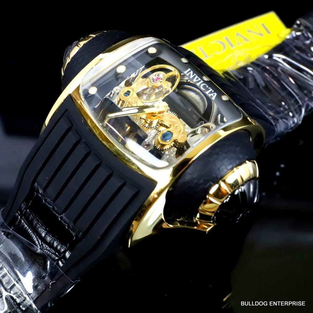 Invicta Vintage Ghost Bridge Automatic Clear Skeletonized Gold 68mm Watch New