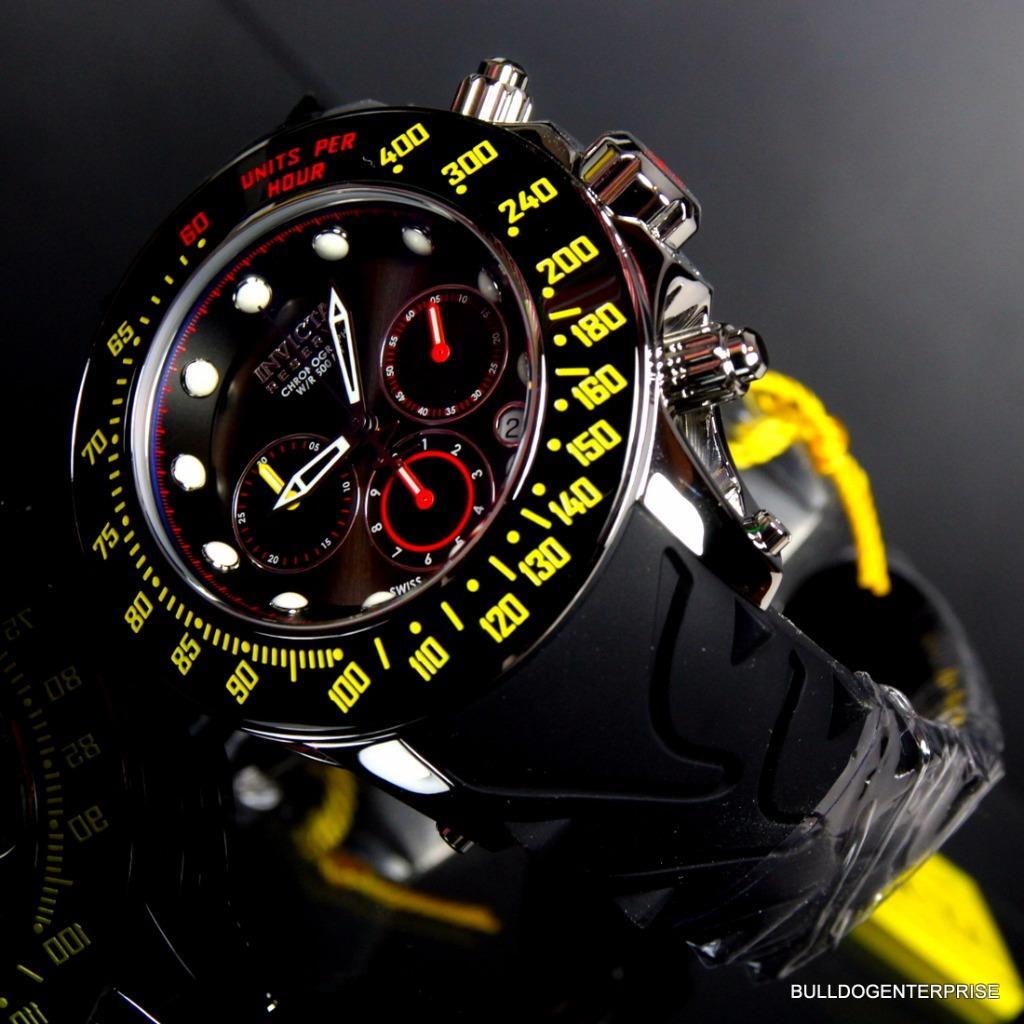 Invicta Reserve Subaqua Trackmaster Black Yellow Red 52mm Swiss Made Watch New