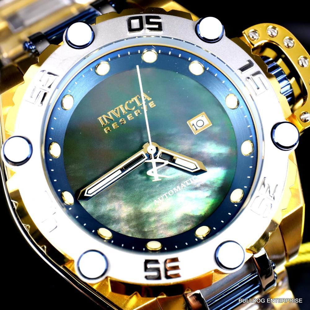 Invicta Reserve Flying Fox Gold 2 Tone Steel Black MOP Automatic 52mm Watch New