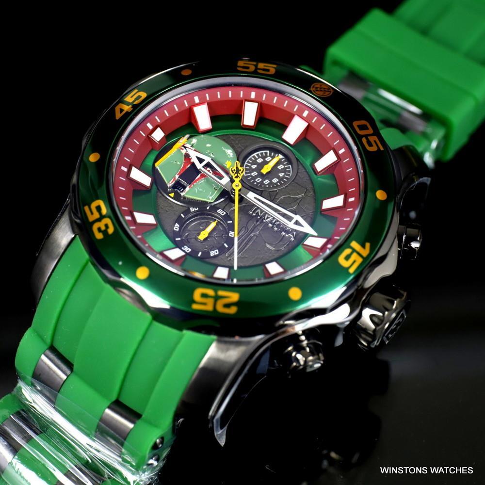 Invicta Star Wars Boba Fett Pro Diver Scuba Green 48mm Chronograph Watch New