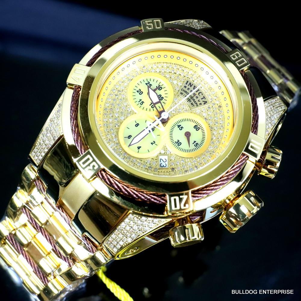 Invicta Reserve Bolt Zeus 1.31 CTW Diamond Gold Plated Steel Swiss Mvt Watch New