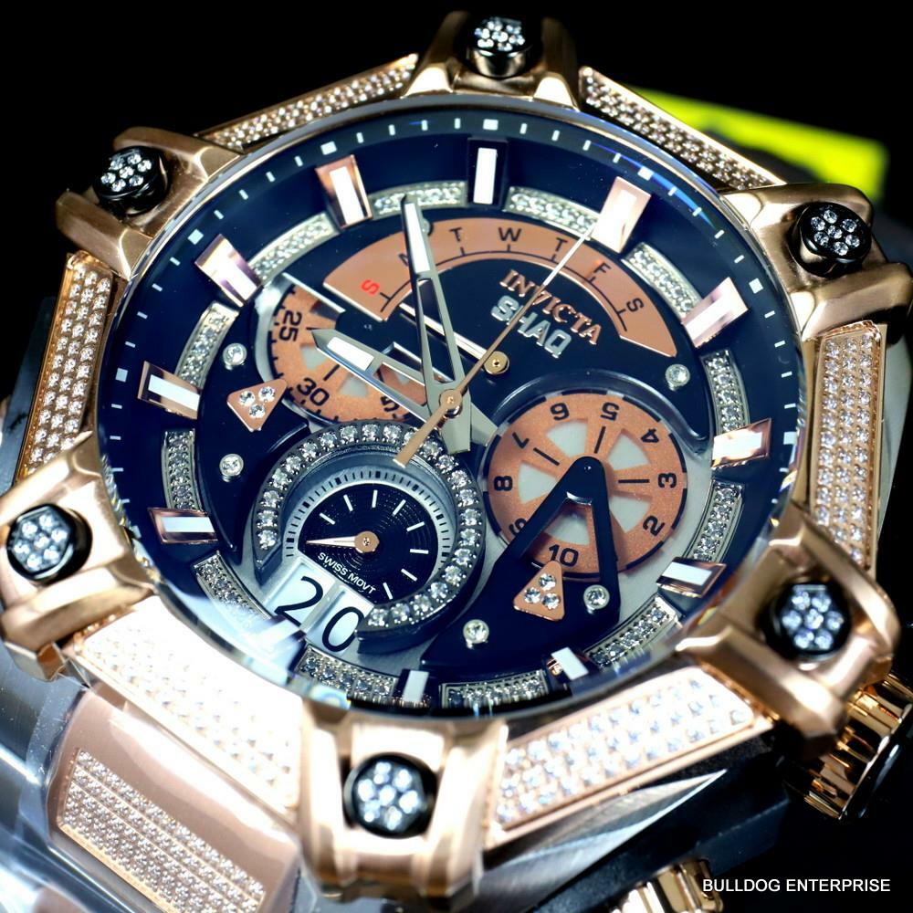 Invicta Shaq Bolt 1.4CTW Diamond Steel Swiss Mvt Rose Gold 2 Tone Watch 60mm New