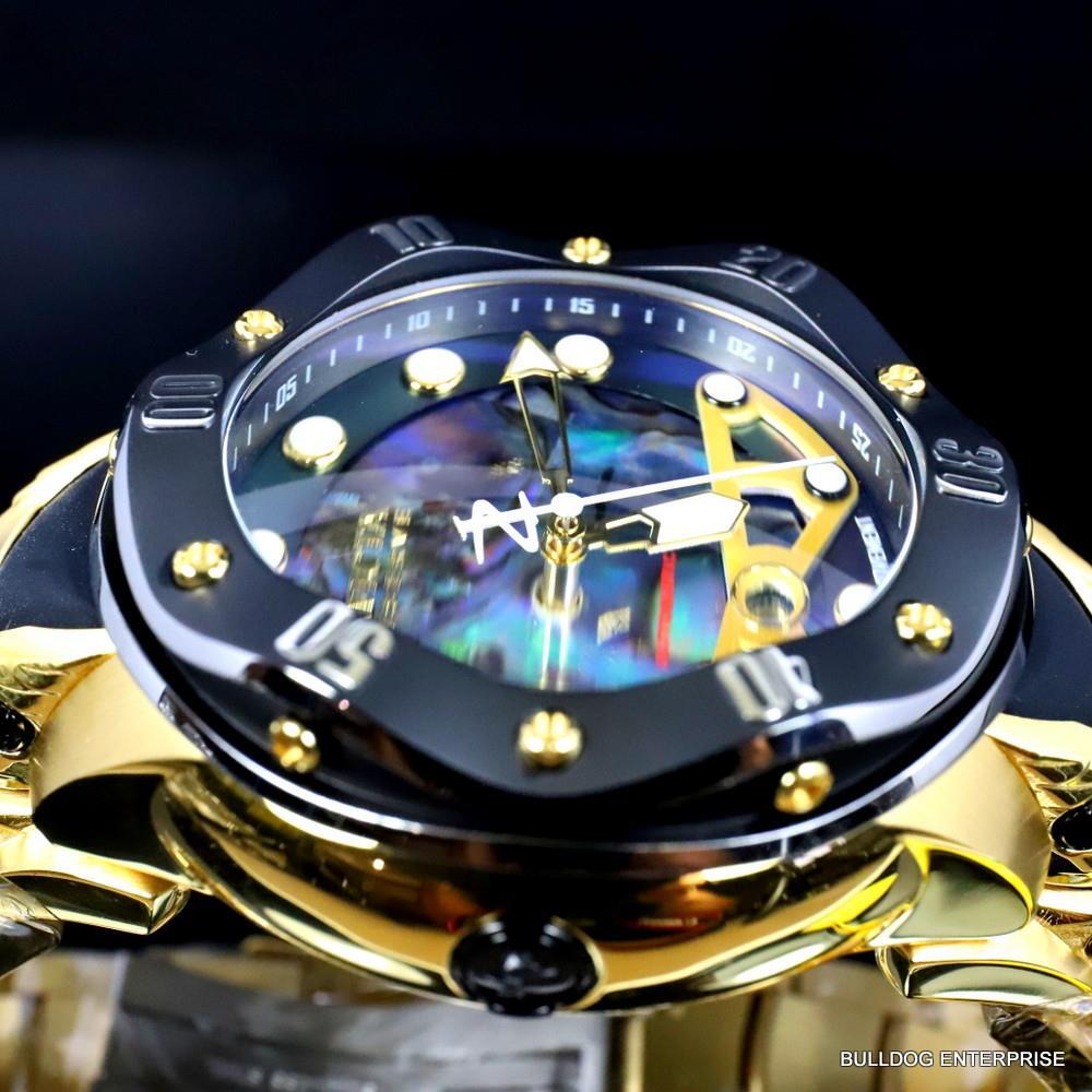 Invicta Reserve Kraken Swiss R150 Automatic Abalone Gold Plated Watch 52mm New