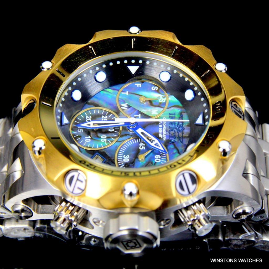 Invicta Reserve Venom Hybrid Abalone Chronograph 54mm Steel Gold Tone Watch New