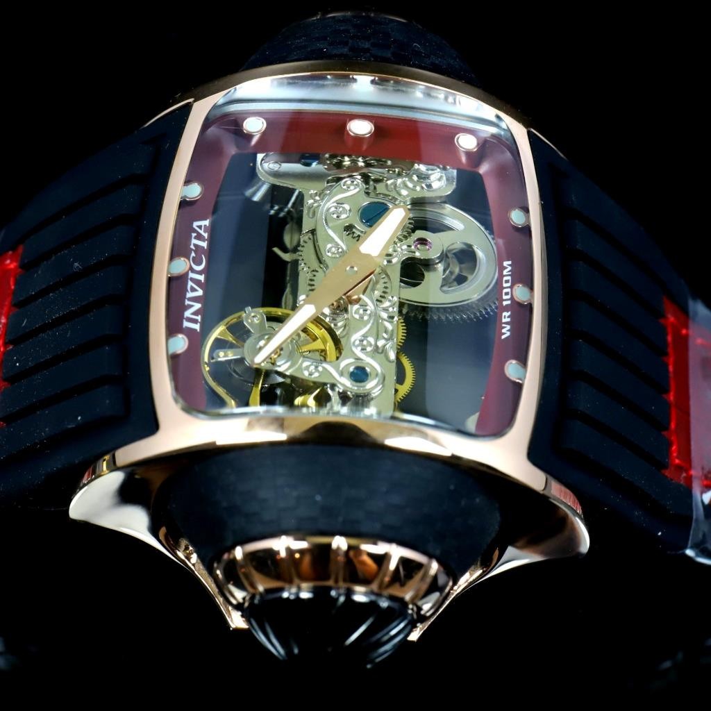 Invicta Vintage Ghost Bridge Automatic Skeletonized Rose Gold Red 68mm Watch New
