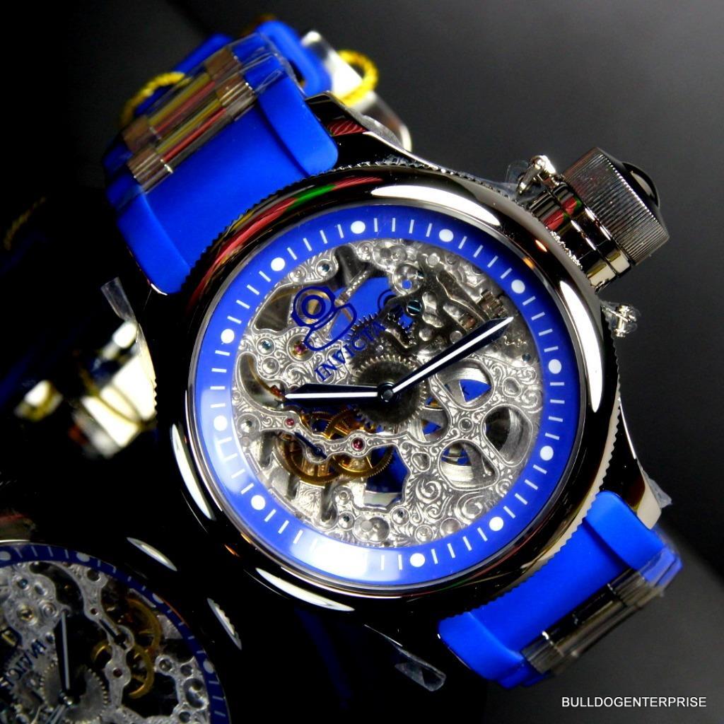 Invicta Russian Diver Skeleton Exhibition Blue 52mm Mechanical Rubber Watch New