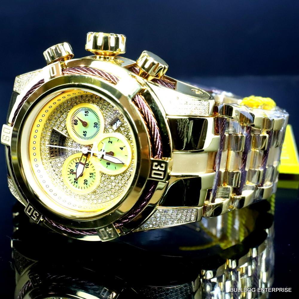 Invicta Reserve Bolt Zeus 1.31 CTW Diamond Gold Plated Steel Swiss Mvt Watch New