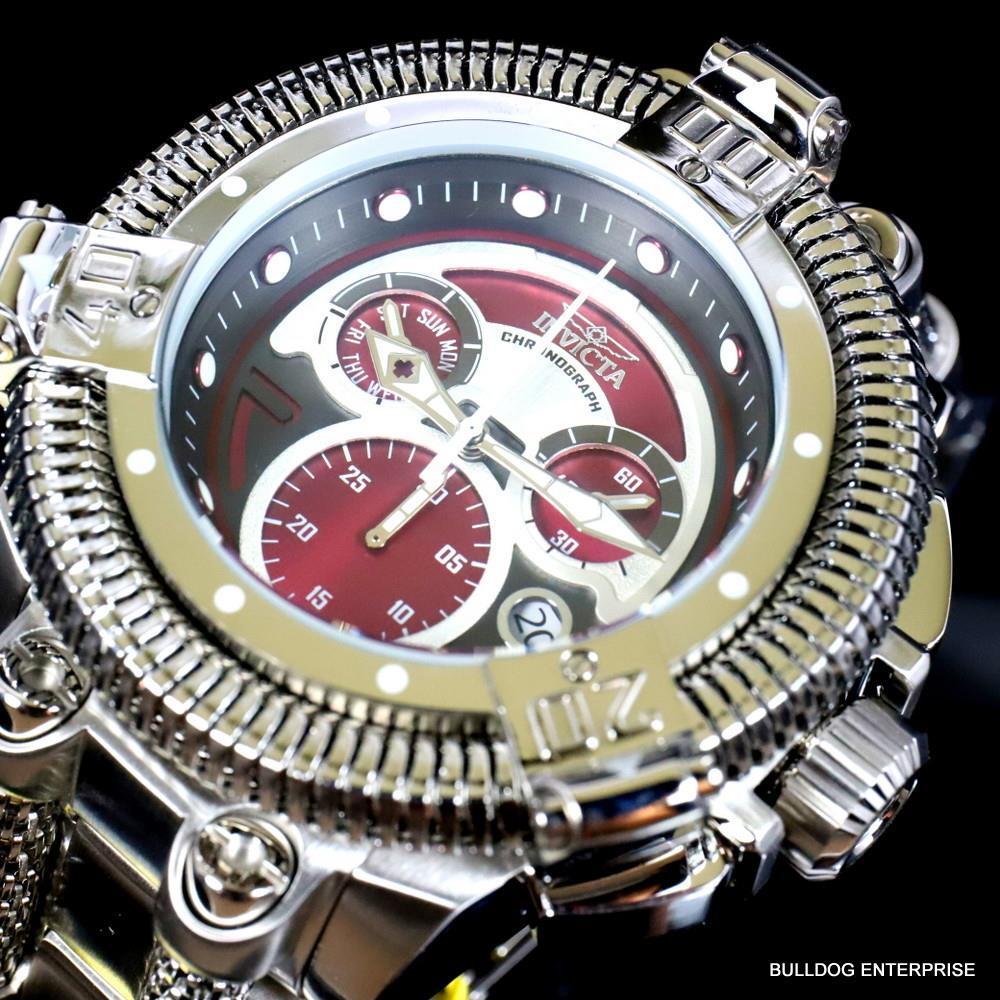 Invicta King Python Stainless Steel Ronda Z60 Burgandy Chronograph Watch New