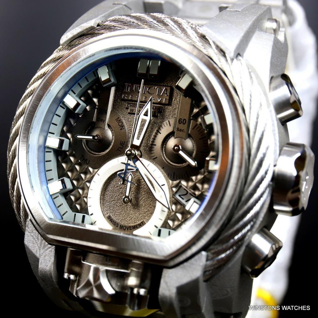 Invicta Reserve Bolt Zeus Magnum Hydroplated Gray Steel 52mm Swiss Mvt Watch New