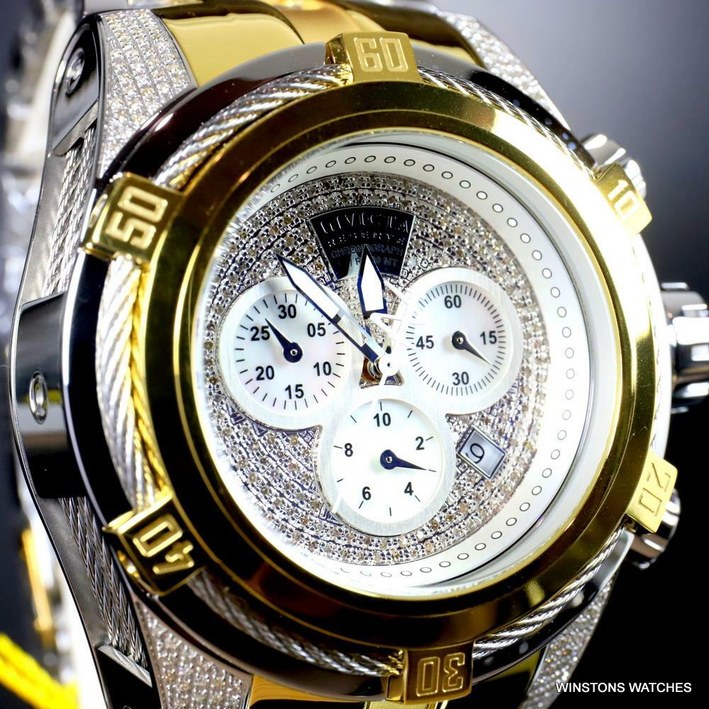 Invicta Reserve Bolt Zeus Diamond 50mm Polished Two Tone Steel Swiss Watch New