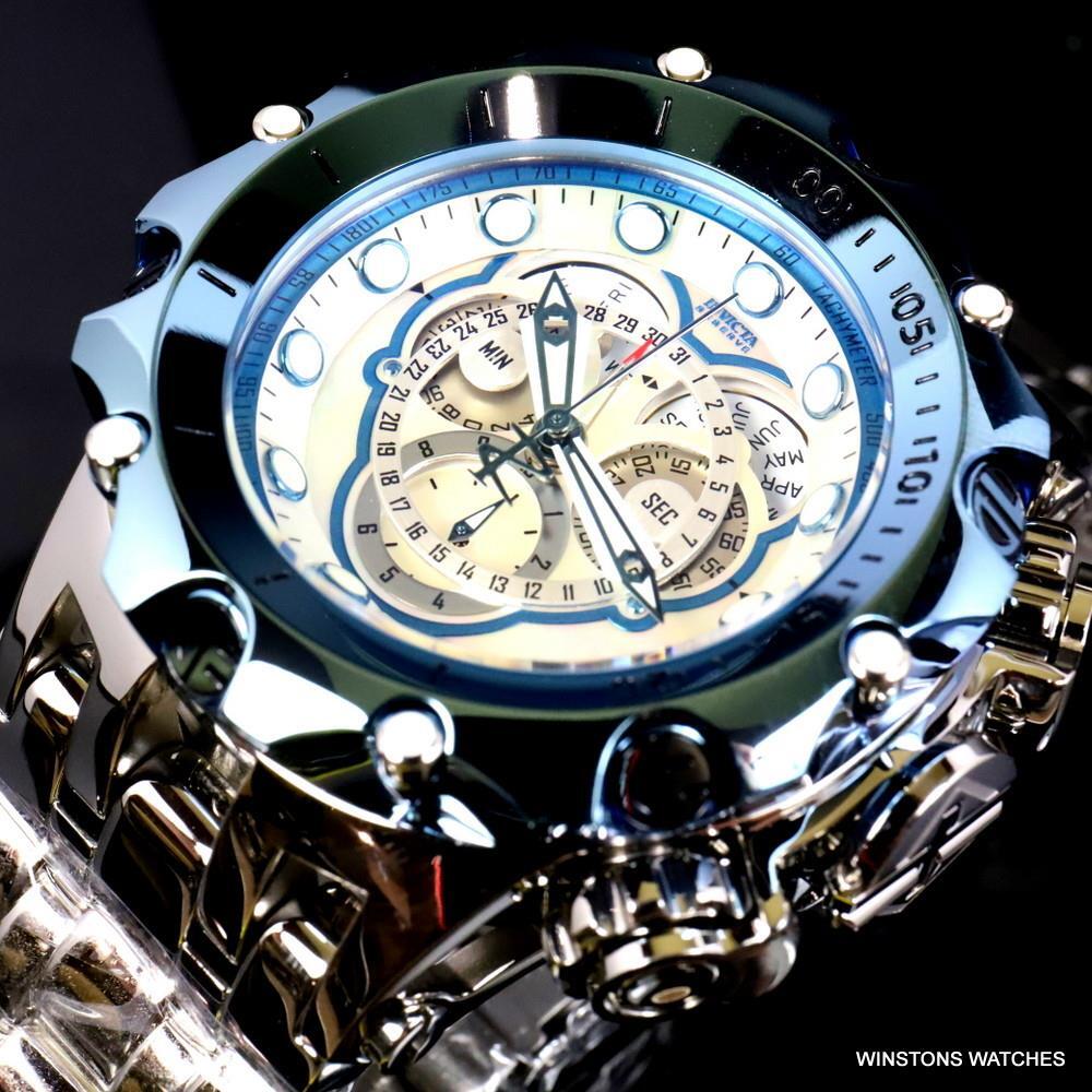 Invicta Reserve Venom Fusian Hybrid Swiss Master Calendar Steel White Watch New