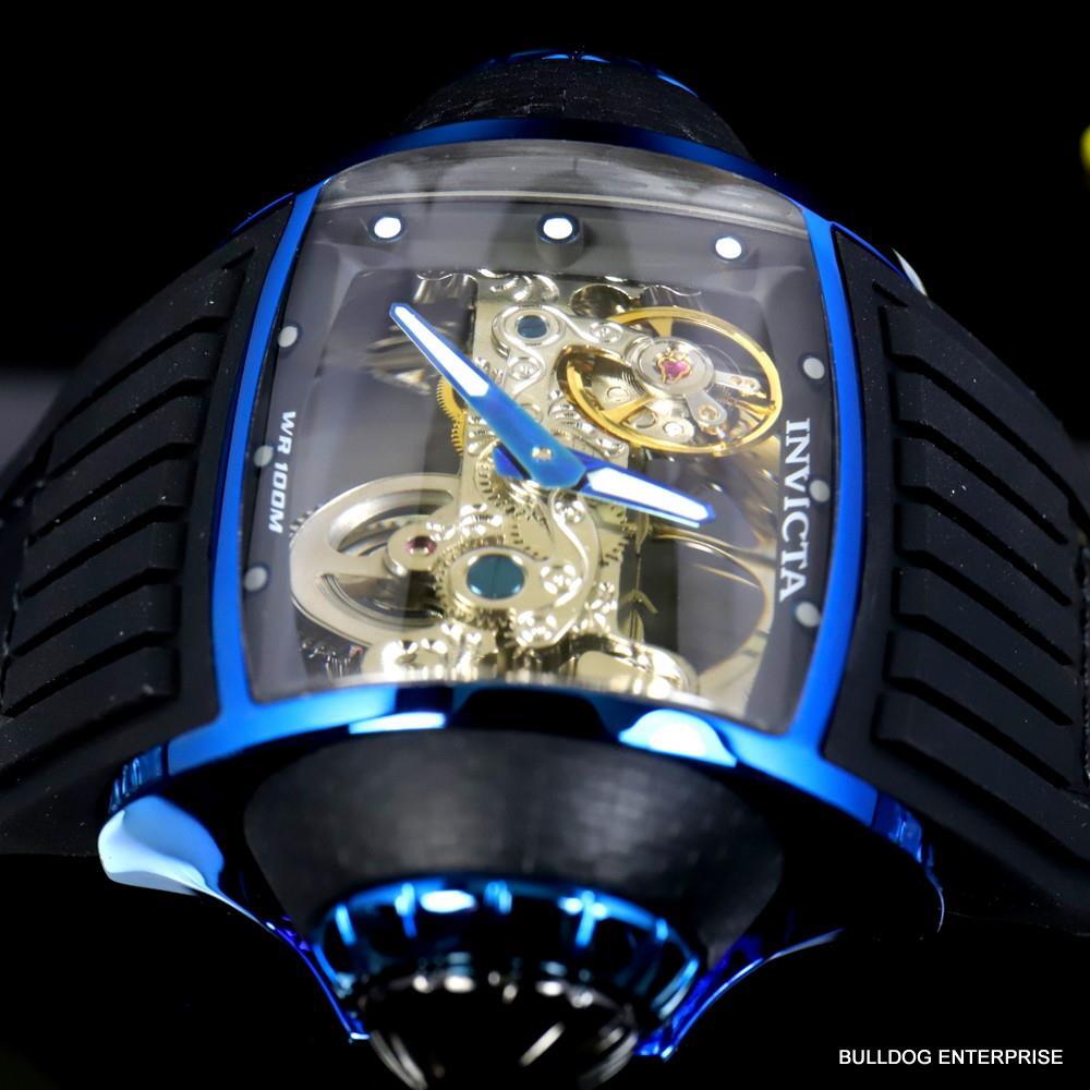 Invicta Vintage Ghost Bridge Automatic Skeletonized Blue Clear 68mm Watch New