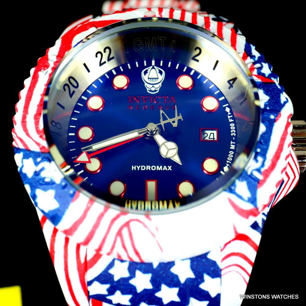 Invicta Reserve Hydromax Hydroplated USA Flag Stars Stripes 52mm Swiss Watch New