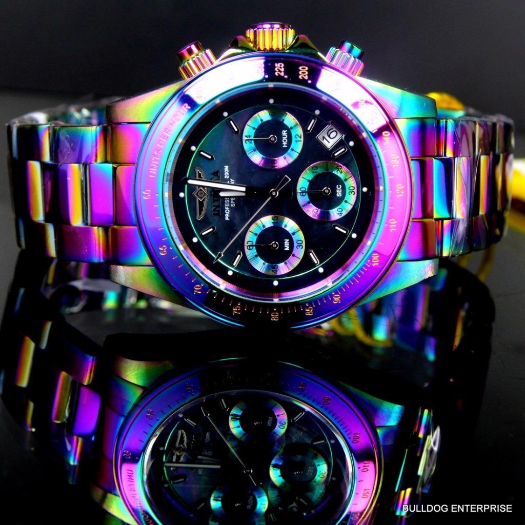 Invicta Speedway Iridescent Chronograph Black Mother of Pearl 40mm Watch New