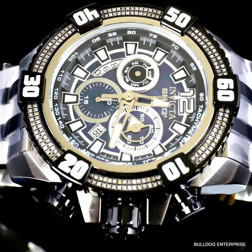 Invicta Shaq Grand Octane .75 CTW Diamond Black MOP Swiss 63mm Steel Watch New