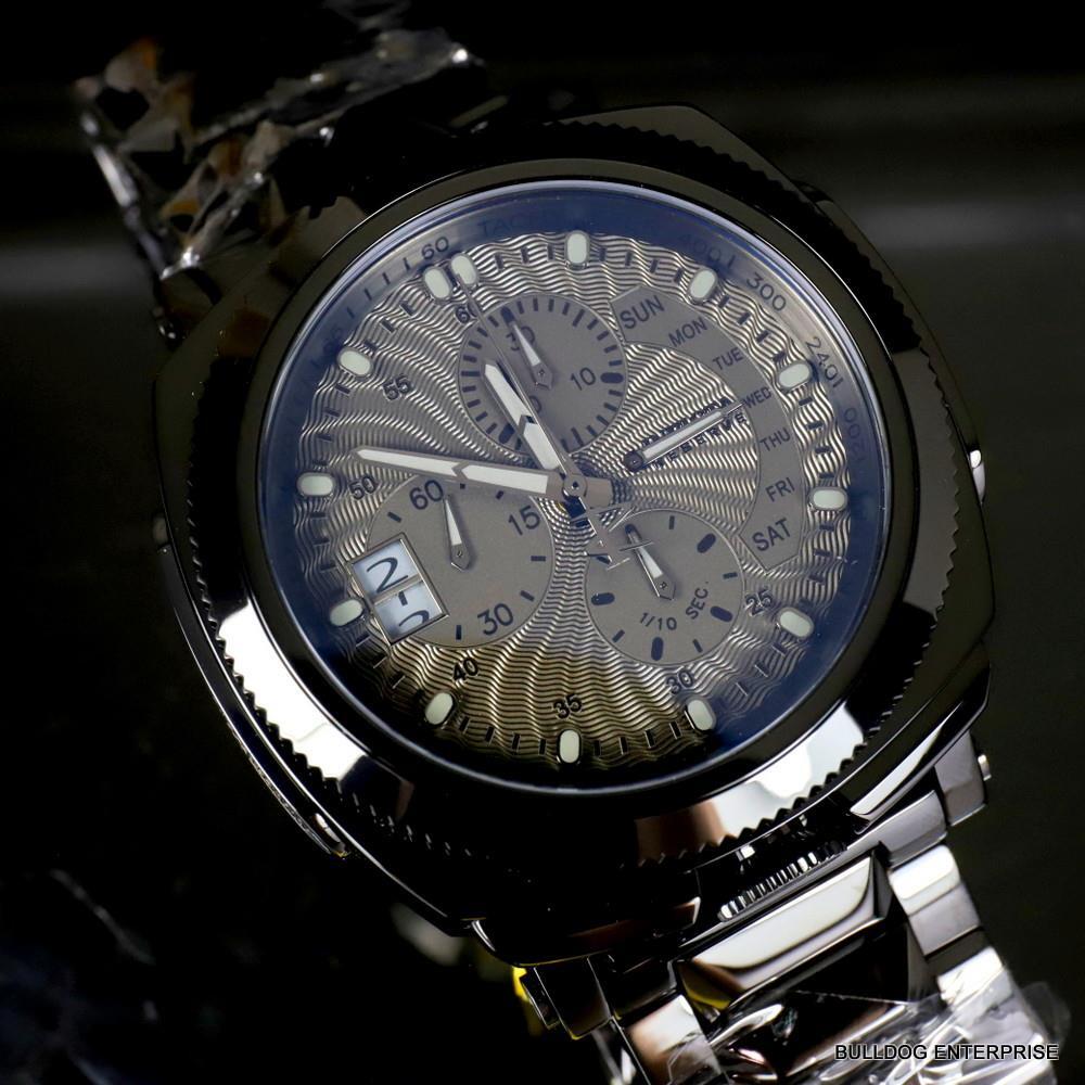 Invicta Reserve Russian Diver Excursion Black Combat Steel Swiss 52mm Watch New
