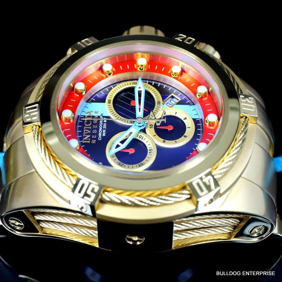 Invicta Reserve Bolt Zeus S1 Racer Leather 52mm Swiss Mvt Gold Plated Watch New